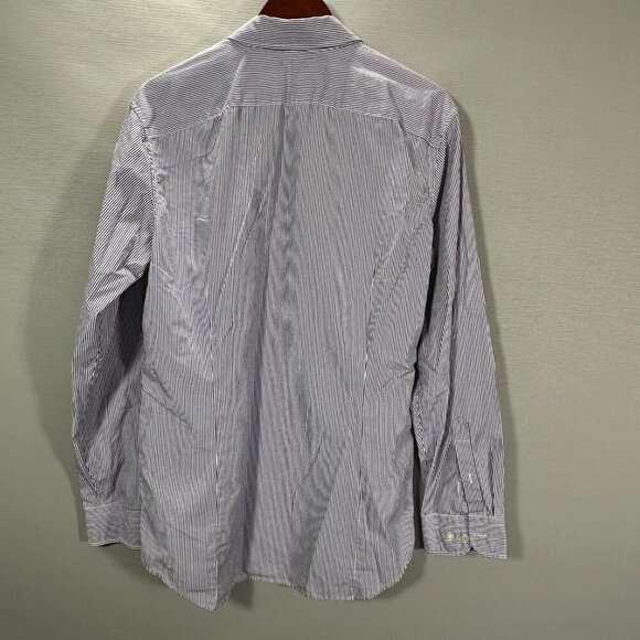 Banana Republic Shirt Mens Large Grant Fit 120's Supima Cotton Purple Stripe - Picture 6 of 6